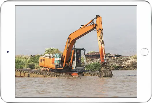 We'll use a dredge to remove all the acculmated sediment and debris that has built up in your lake, pond, or water source over time. If necessary, we'll remove it from the banks as well.